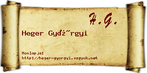 Heger Györgyi névjegykártya